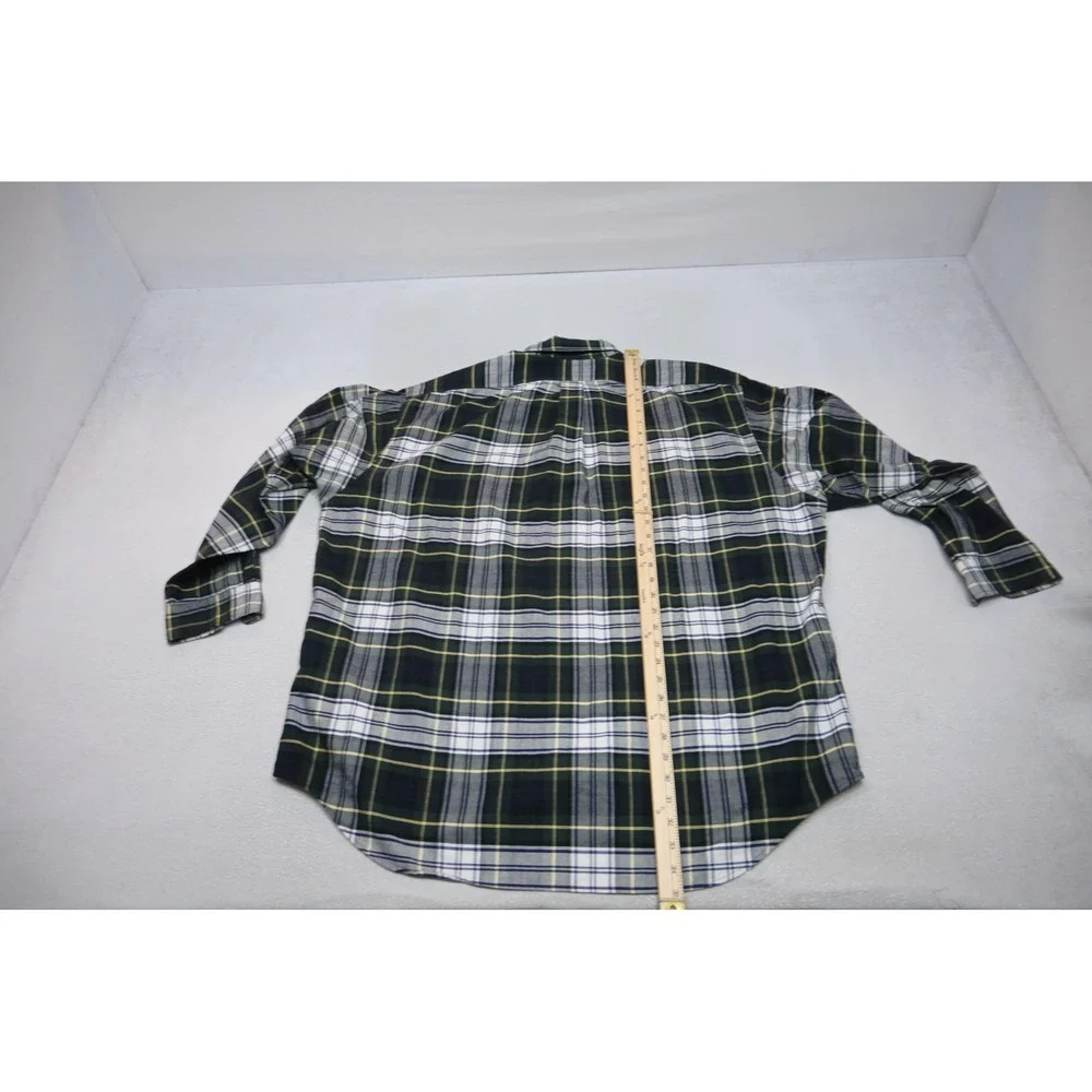Polo Ralph Lauren Button Up Dress Shirt Mens XL Green Blue Plaid Big Shirt EUC